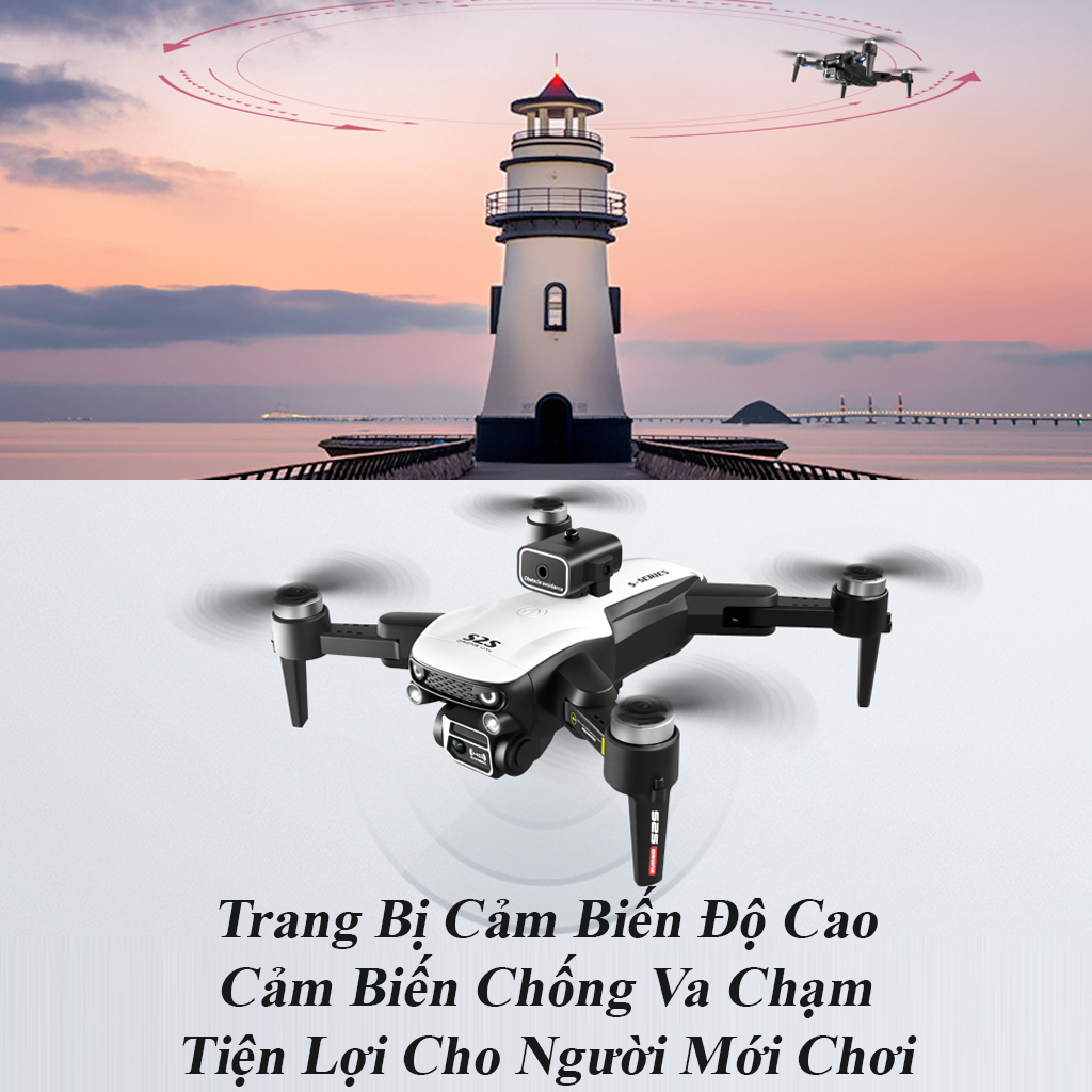Máy Bay Flycam Mini Không Người Lái S2S Trang Bị Camera Kép Ultra, Máy Bay Điều Kiểu Từ Xa Định Vị GPS, Máy Bay Drone Cảm Biến Va Chạm Siêu Nhạy