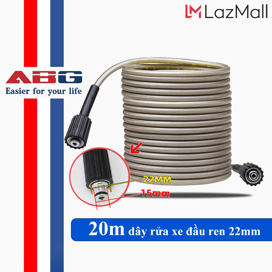 20 Mét Dây Rửa Xe Áp Lực Cao Chống Mài Mòn, Bền Bỉ, Chịu Nhiệt Tốt Dùng Cho Máy Rửa Xe