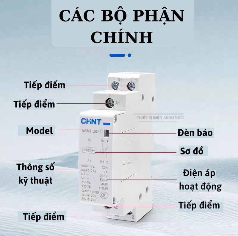 Khởi động từ 1 Pha Chint NCH8 220V công tắc tơ contactor