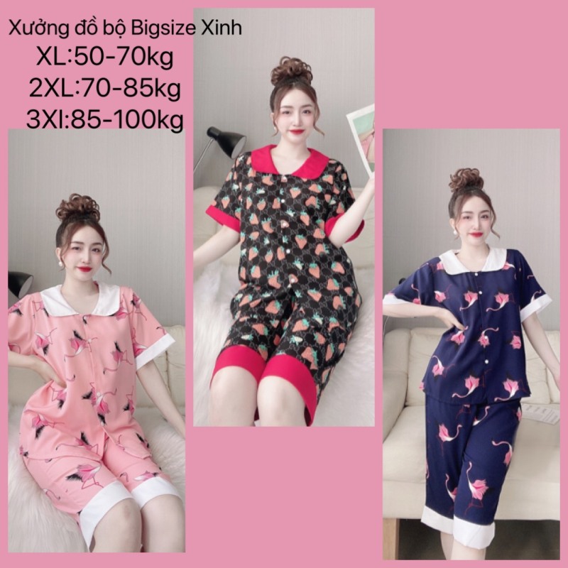 Nơi bán Bộ Lửng Pijama cổ sen Bigsize 50-100kg đồ bộ phối cổ trẻ trung và thoải mái cho nữ