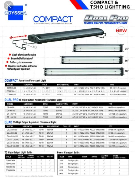 Đèn odyssea 2 bóng hồ cá 90 100cm