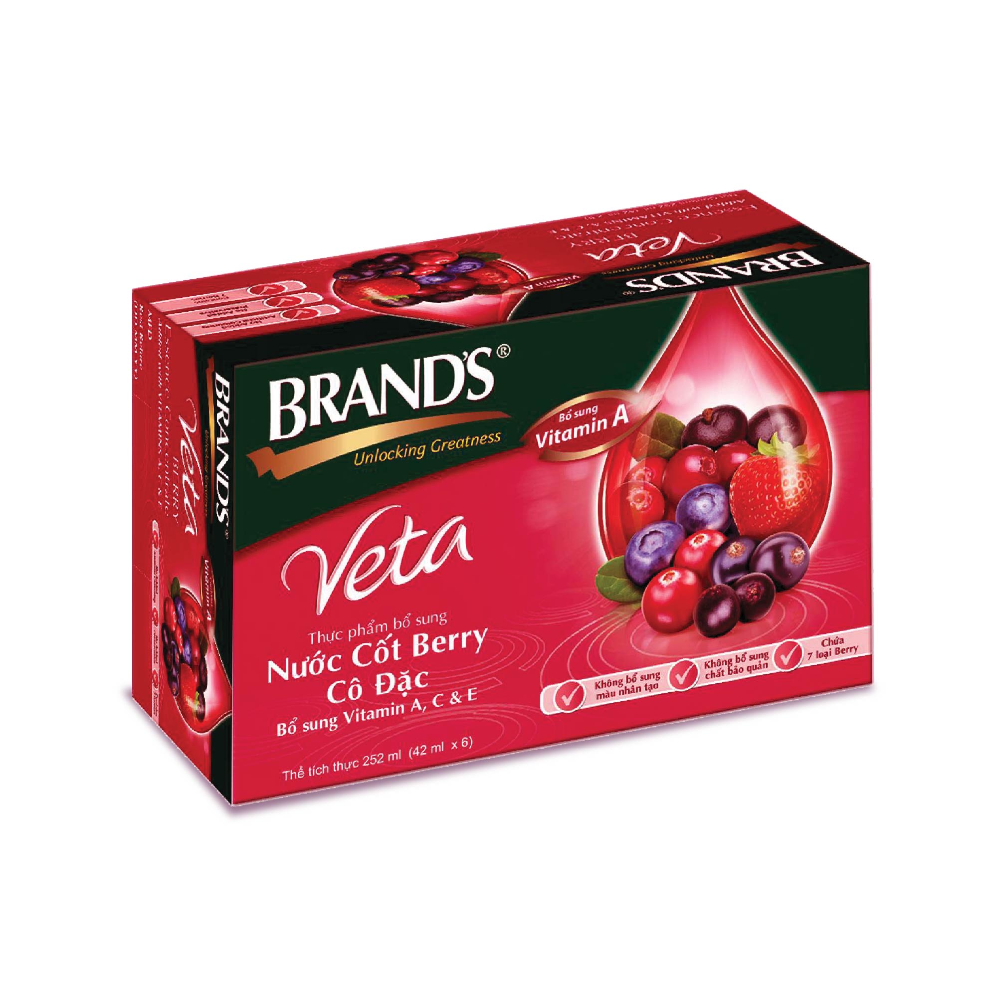 Hộp 6 Chai Nước Cốt Berry Cô Đặc BRAND'S Veta (42ml/chai)