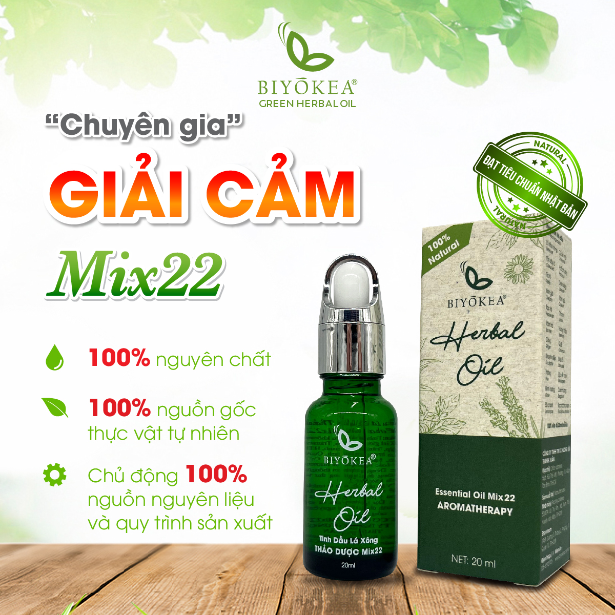 Tinh dầu lá xông thảo dược mix22 biyokea 20ml