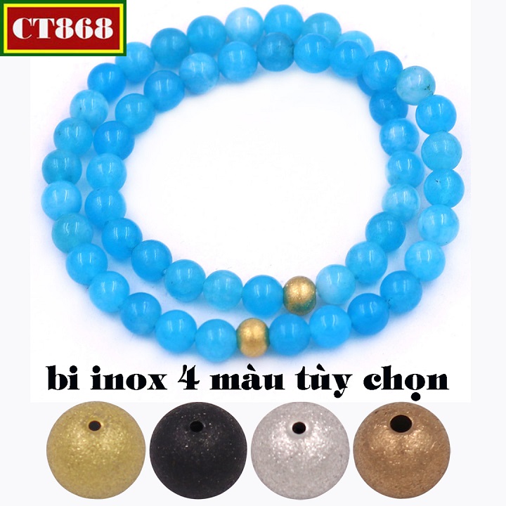 Round chain double 6 cup stone Jade cord blue sea charm ball stainless steel vntxbhbd