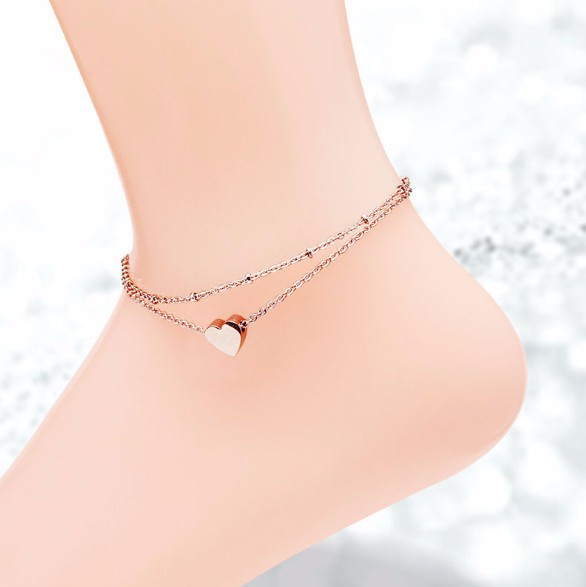 Lắc chân trái tim 2 tầng titan đáng yêu