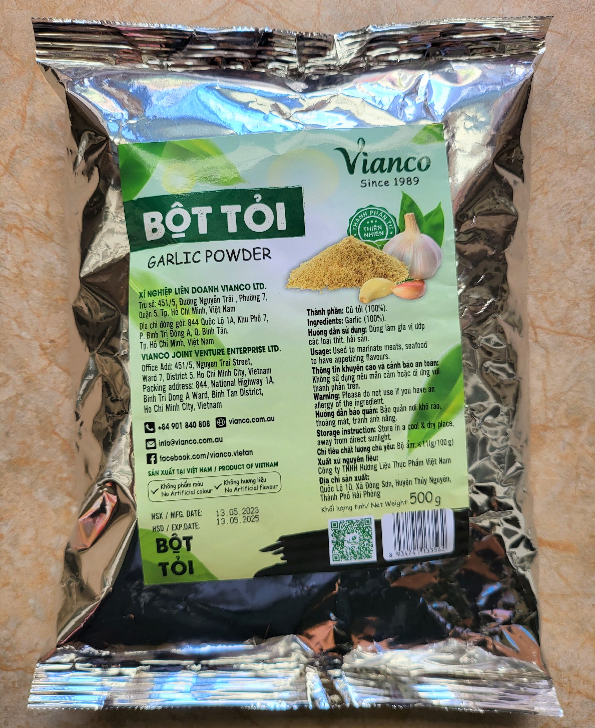 [GÓI LỚN 500g (VIỆT ẤN)] BỘT TỎI (GIA VỊ THỰC PHẨM) [VN] VIANCO Garlic powder (bph-hk)