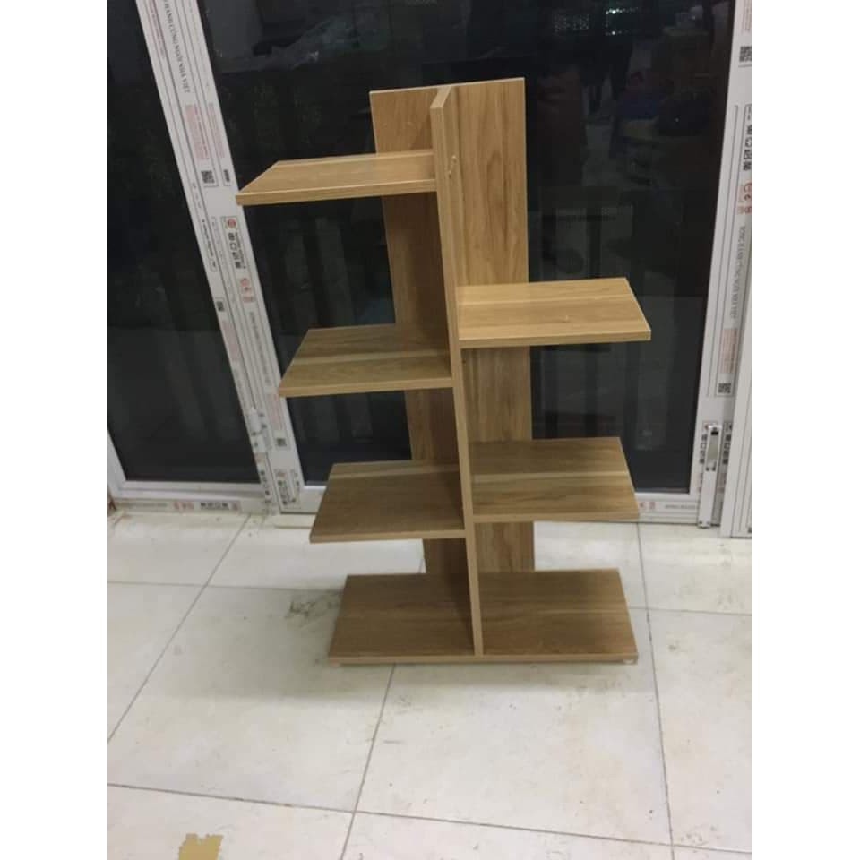 [sẵn sàng] KỆ SÁCH VÂN GỖ VUÔNG 5 TẦNG