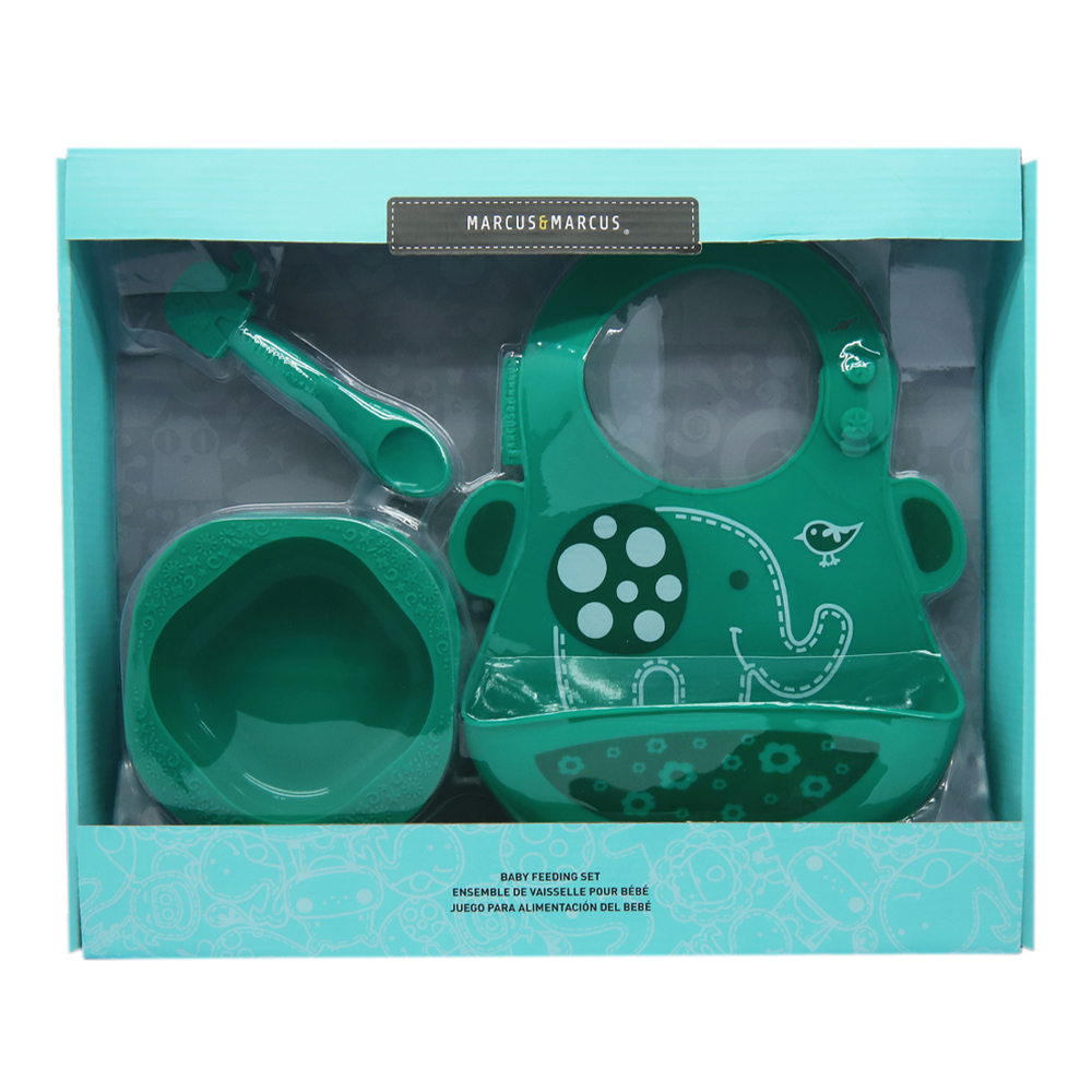 Bộ đồ dùng ăn dặm silicon Baby Marcus & Marcus, cho bé từ 6 tháng - Ollie