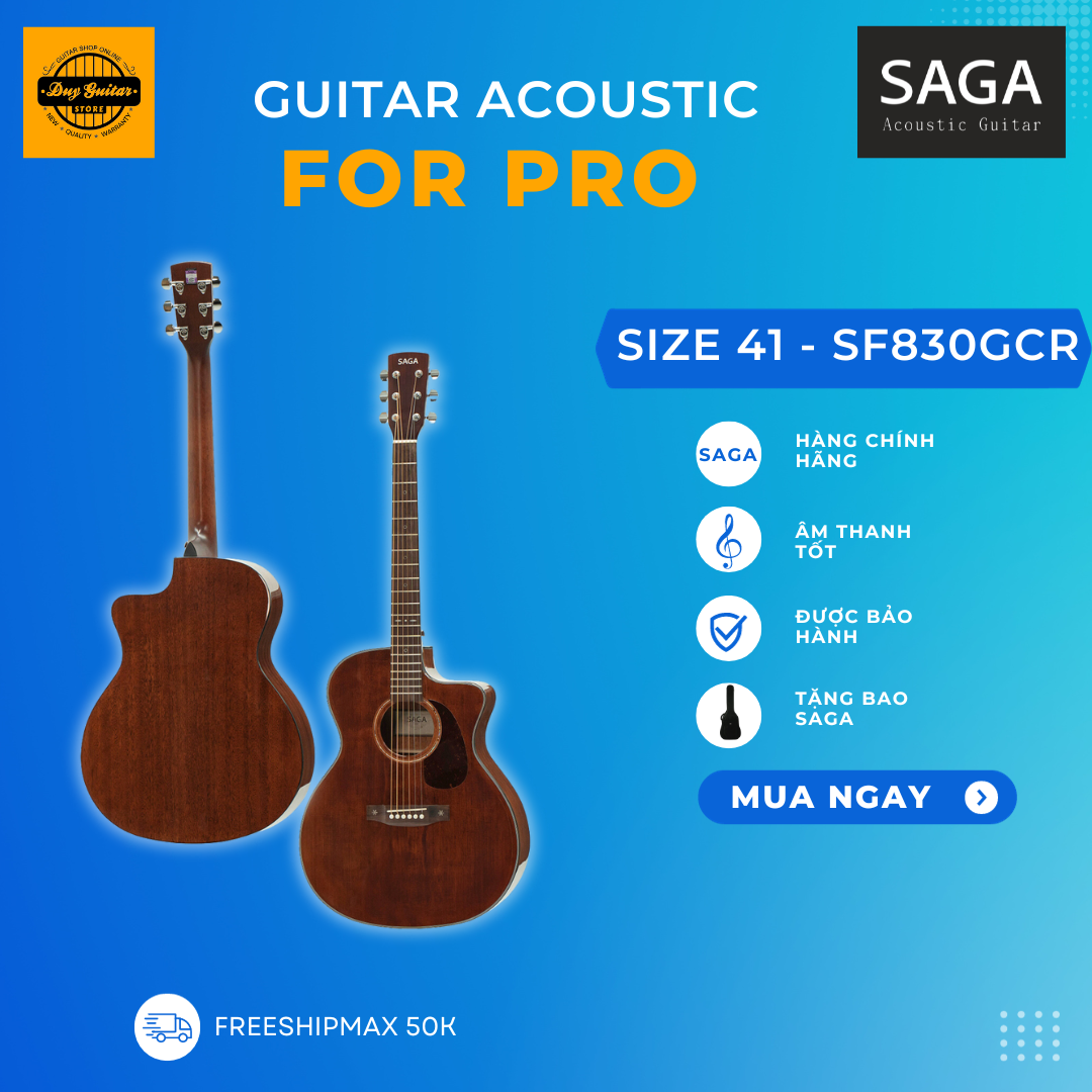 Acoustic guitar Saga SF830GC size 41 Duy Guitar Store dealer