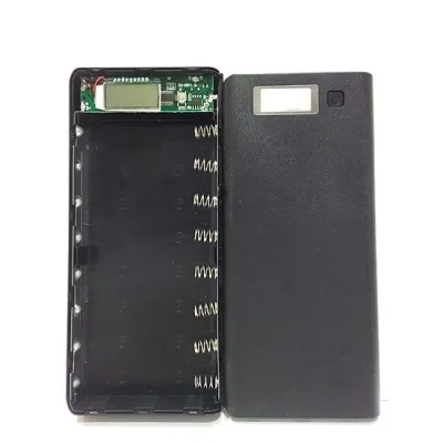 Box sạc dự phòng 8 cell dùng pin 18650 có LCD hiển thị dòng sạc (Đen, chưa pin)