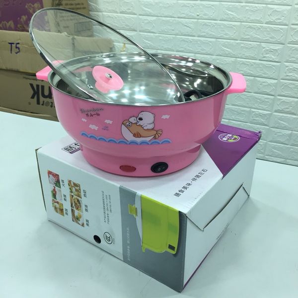 Nồi lẩu điện kiêm ca nấu mì luộc trứng siêu tốc bằng inox 304 chống gỉ cao cấp - nồi lẩu điện nấu cực nhanh - cam kết hàng tốt-ca nồi lẩu điện mini 26cm