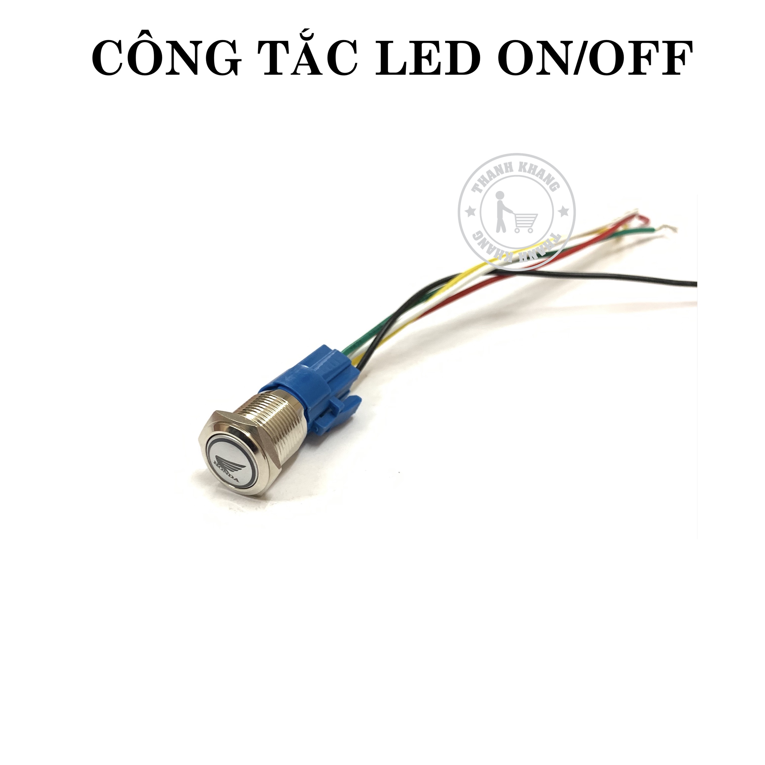 công tắc led (nhấn chết) màu xanh lá dành cho xe máy