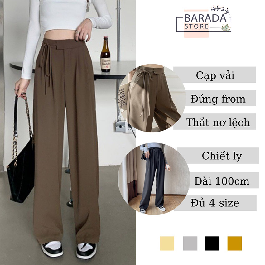 Quần tây ống rộng ulzzang thắt dây 1 bên chất ruby cao cấp