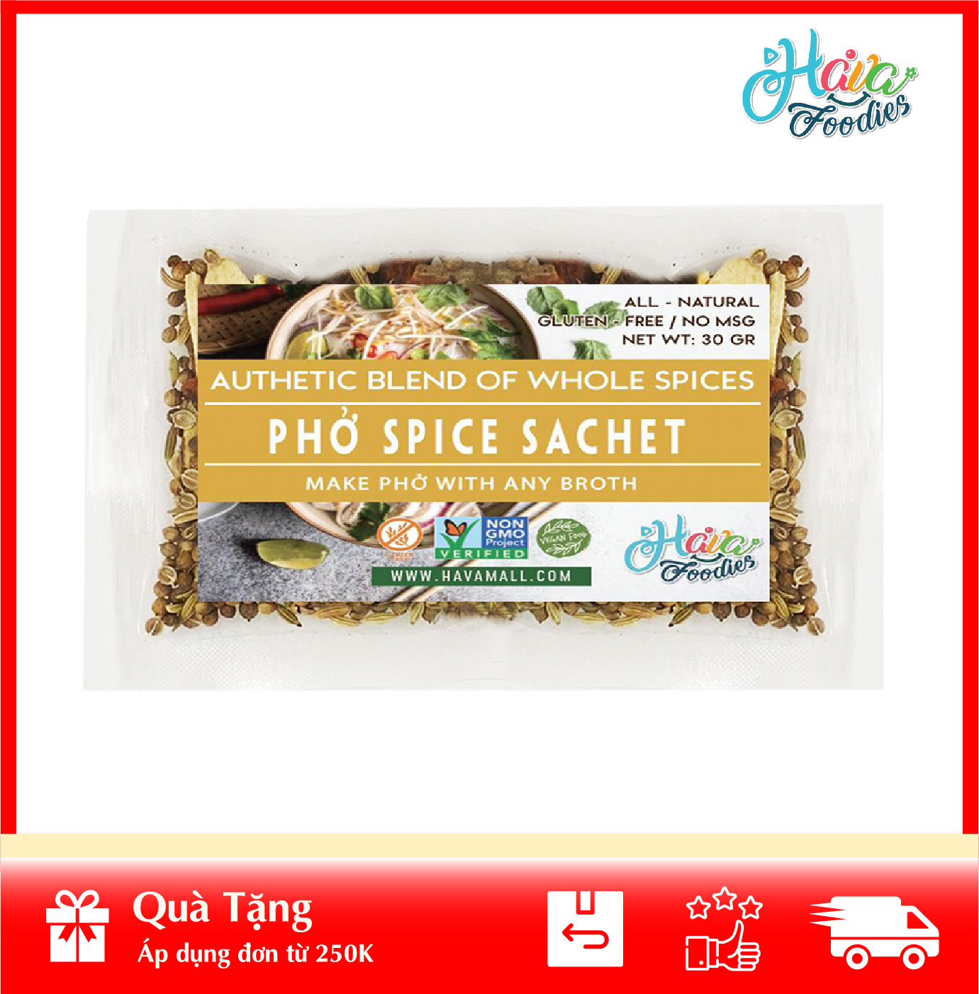 [HOÀN TIỀN MAX 10%][ HÀNG CÔNG TY NHẬP KHẨU ] Gia Vị Phở Gói Havafood 30gr – Havafood Phở Spice Sachet 30g