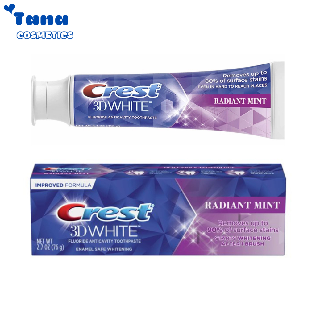Kem đánh răng Crest 3D White Radiant Mint, hương bạc hà - Q Cosmetics