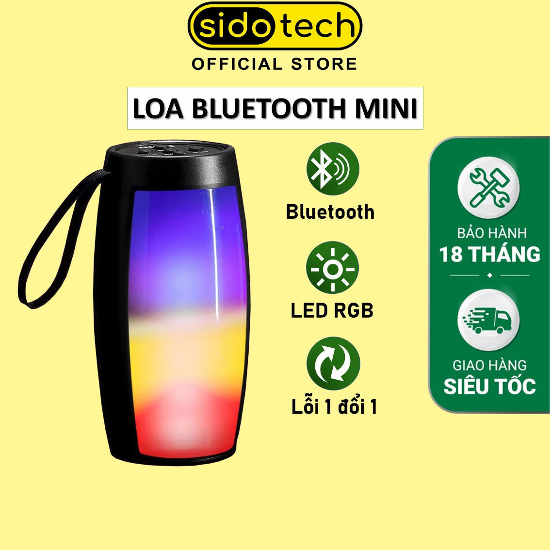 Loa bluetooth không dây SIDOTECH 211bass đầm âm thanh 3D sống động đèn led RGB thay đổi liên tục rực...