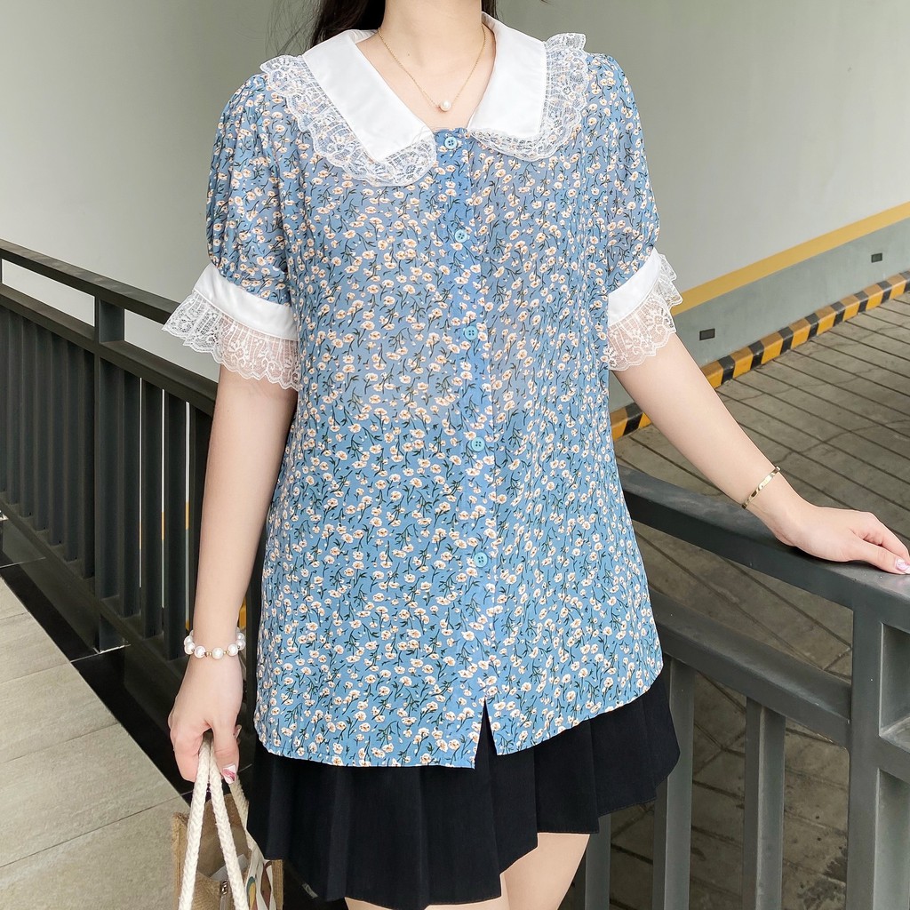 ❌FREESHIP - ÁO SƠ MI NỮ CÔNG SỞ CỔ NHỌN PHỐI REN (MS113)