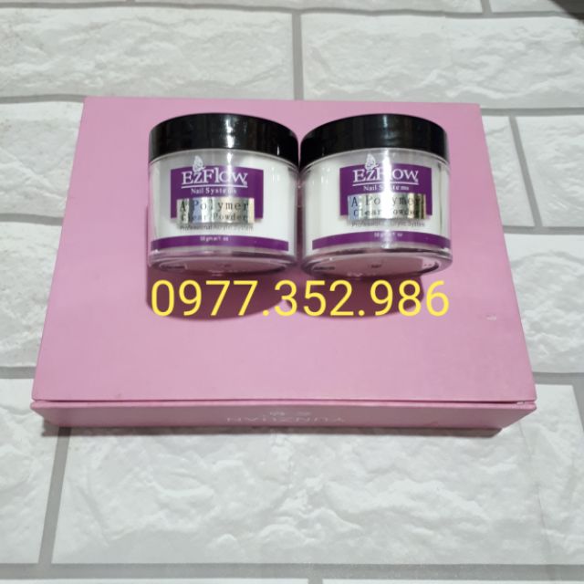 Bột đắp móng chính hiệu Ezflow chất liệu bột cực mịn cực dẻo siêu thích...bột có 3 màu cơ bản trong đắp....hũ nhỏ 28g