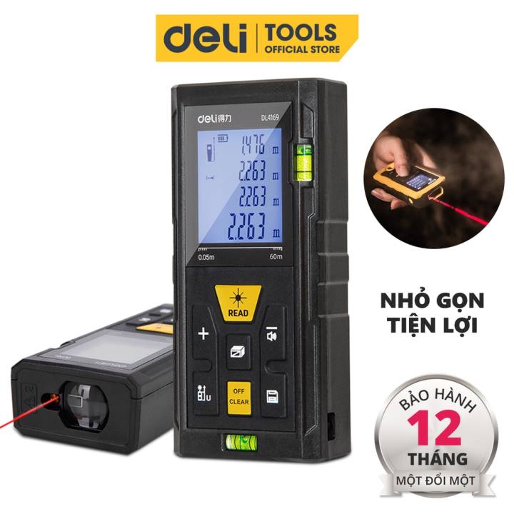 Máy Đo Khoảng Cách Laser Deli Chính Hãng Loại 40m / 50m / 60m Đa Năng - Dễ Dàng Sử Dụng Từ Xa - DL331050P / EDL4168 - Hình ảnh 2
