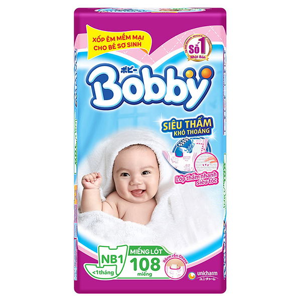 Miếng lót sơ sinh Bobby NewBorn1 NB1-108 miếng