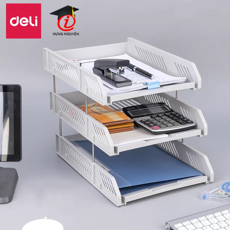 Giá để tài liệu Deli 3 ngăn nhựa nằm 9217
