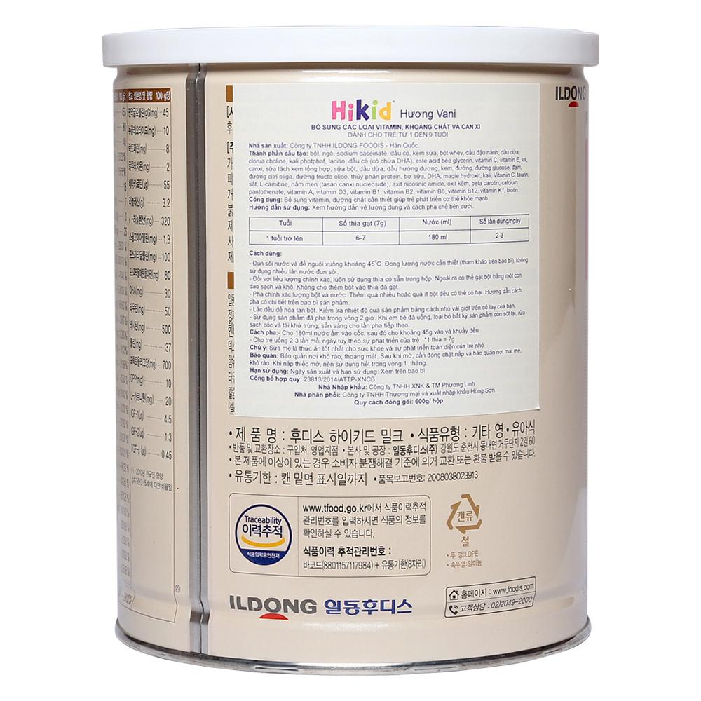 Sữa Hikid vị vani 600g (1 - 9 tuổi)
