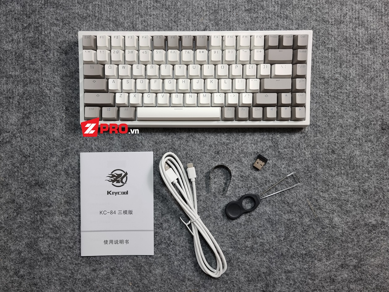 Bàn phím cơ Keycool KC84 Three Modes (Wireless 2.4ghz, bluetooth 5.0)