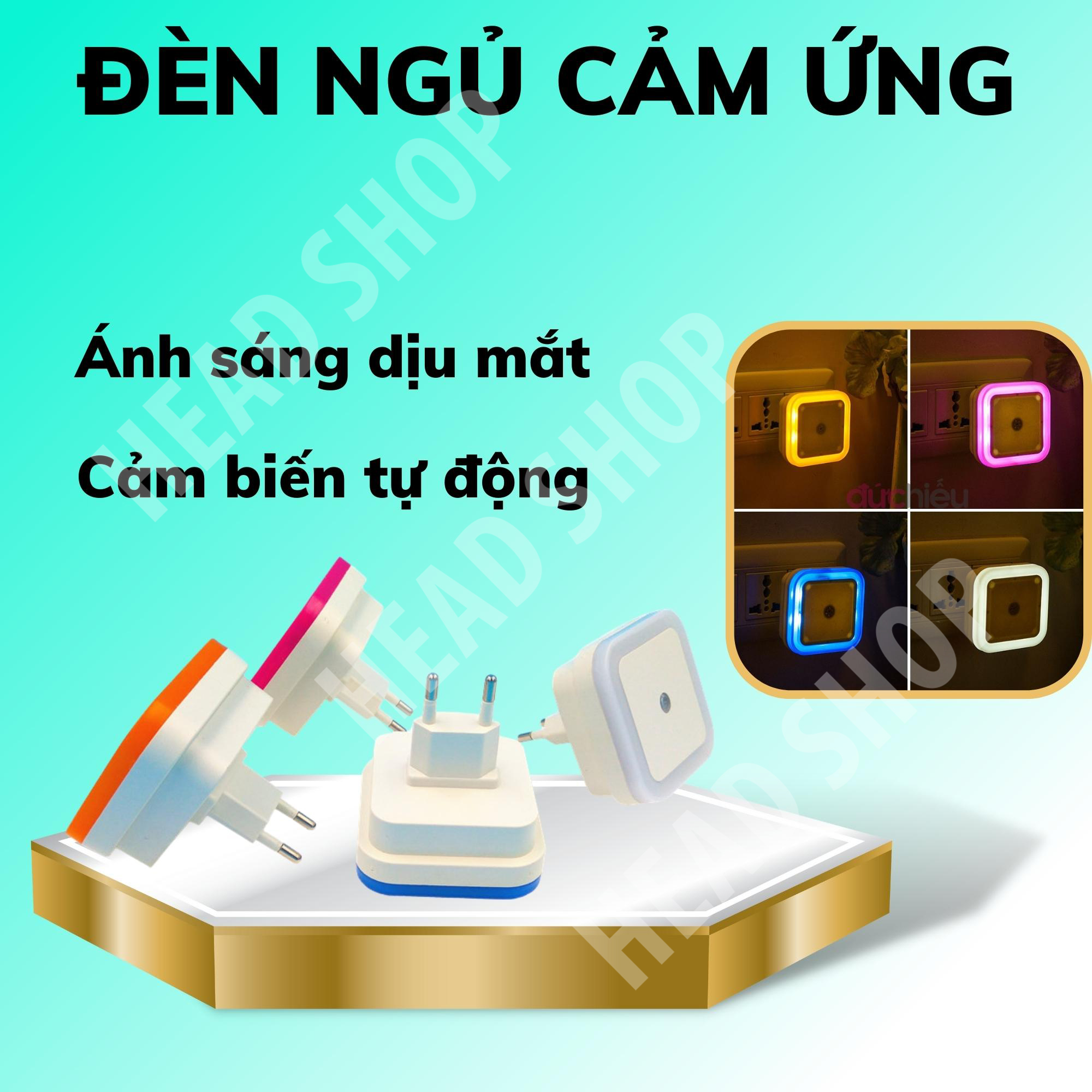 Đèn ngủ cảm ứng lamp 216 tự động tắt mở đèn ngủ vuông chất lượng cao HEADSHOP