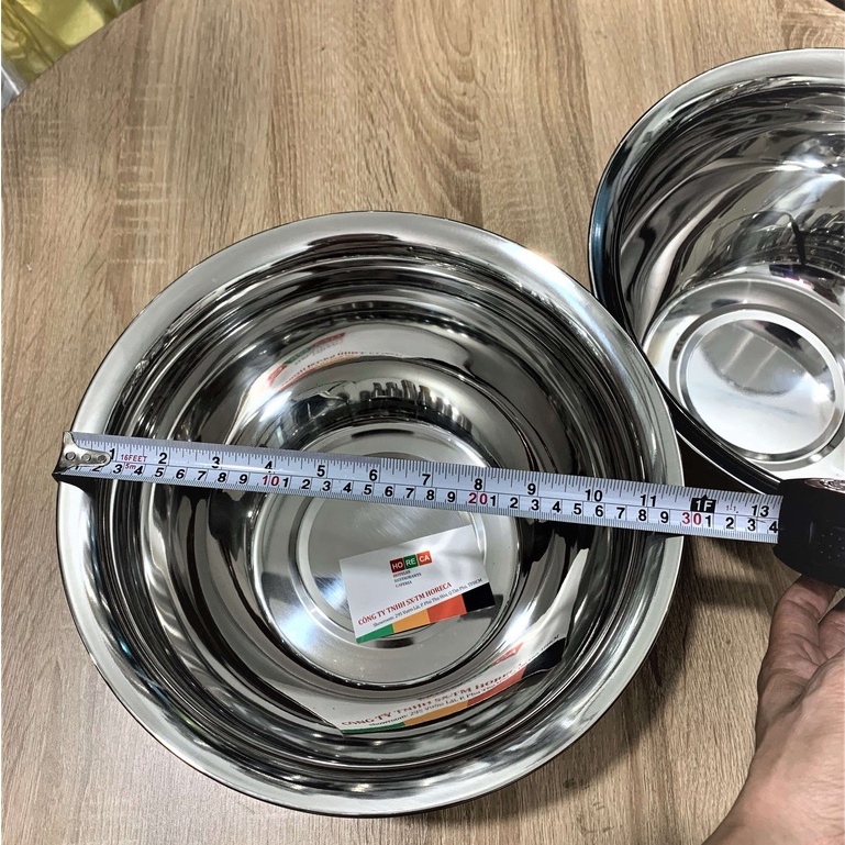 Thố (thau) trộn bột INOX cao cấp - hình bầu - nhiều size
