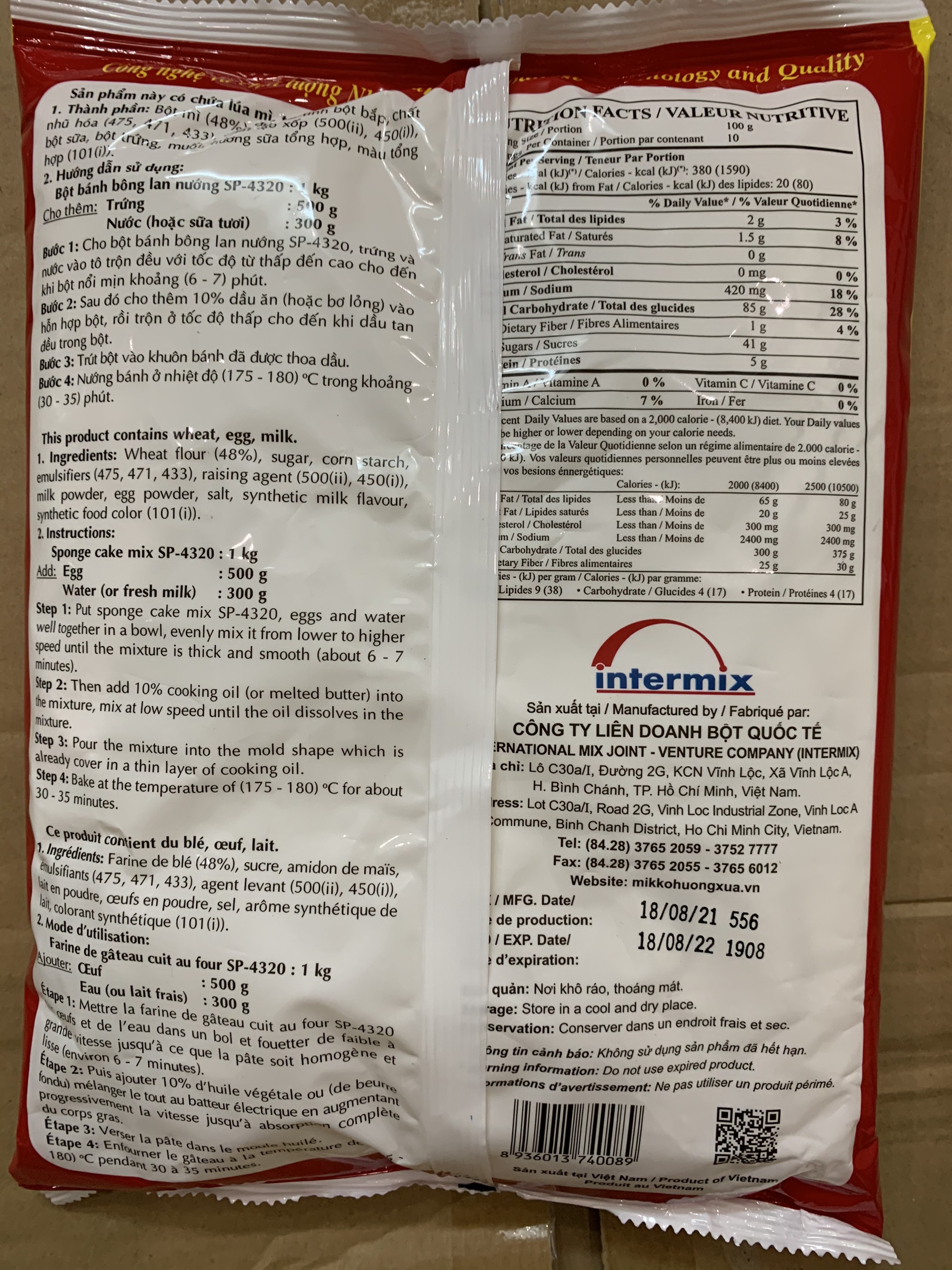 Bột bánh bông lan Mikko 1kg