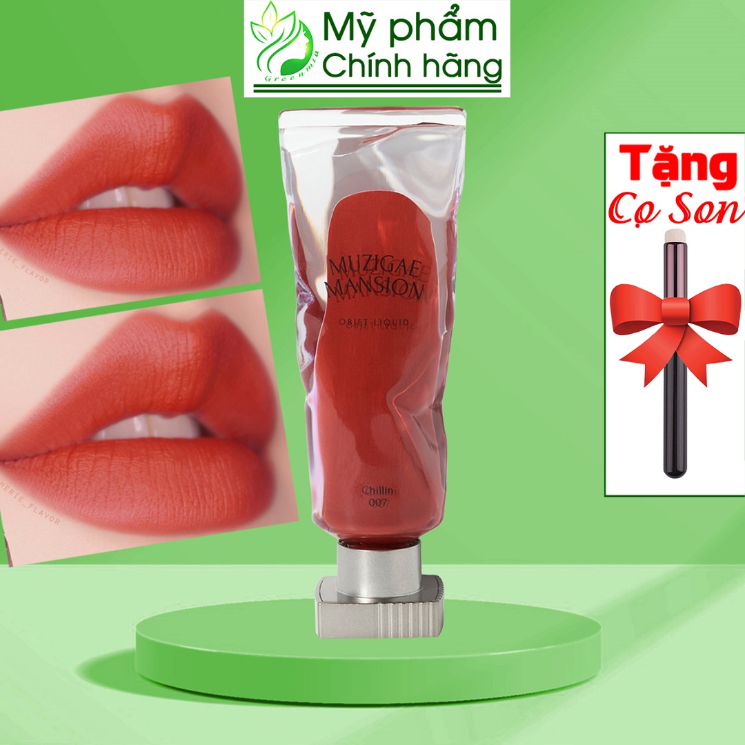 Son muzigae mansion objet liquid 007 chillin cam đỏ gạch son kem lì mịn mềm môi chính hãng