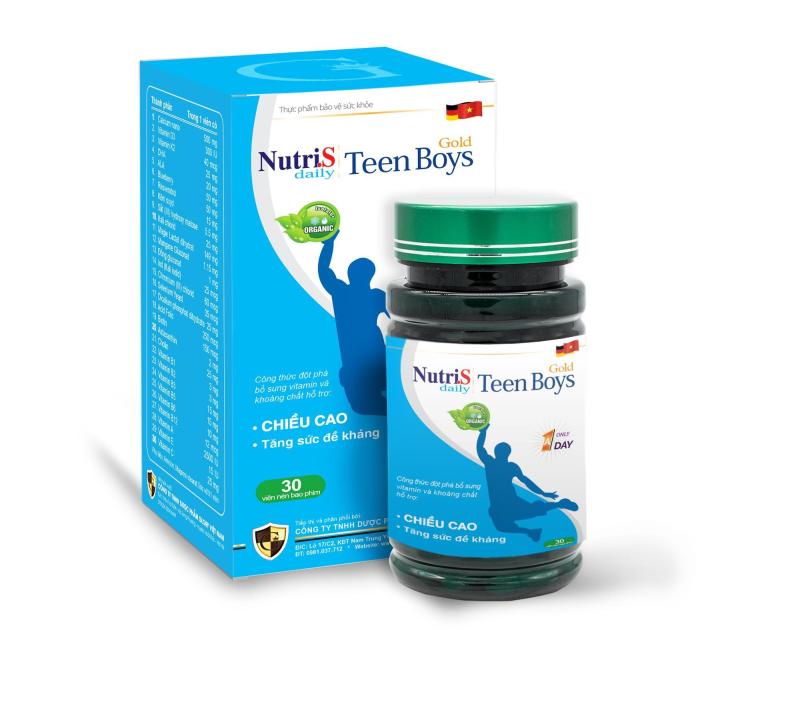 Thực phẩm chức năng tăng cường chiều cao cho trẻ Nutri.S Daily Teen Boys Gold - 1 hộp x 30 viên nhập khẩu