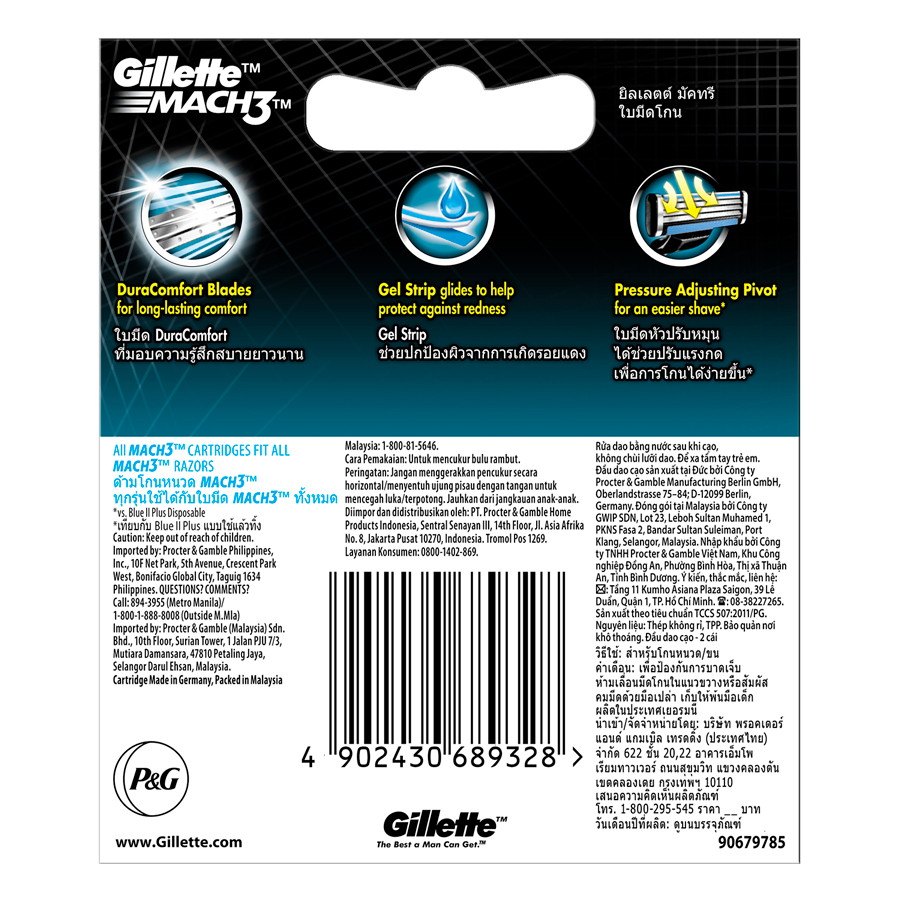 Hộp 4 lưỡi dao cạo râu Mach 3 Basic Gillette