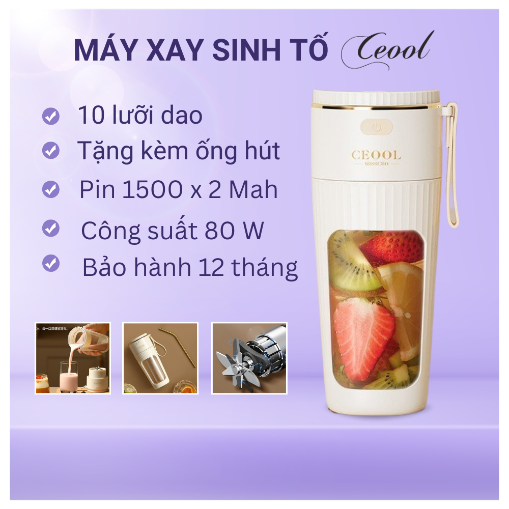 Máy xay sinh tố cầm tay Ceool 10 lưỡi xay được đá viên