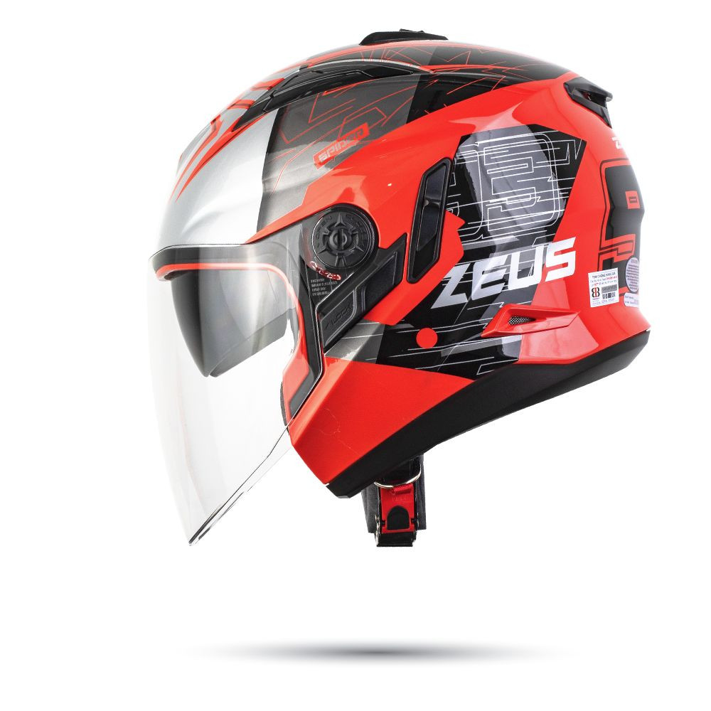 MŨ 3/4 ZEUS 613B SPIDER RED TẶNG MÁI CHE