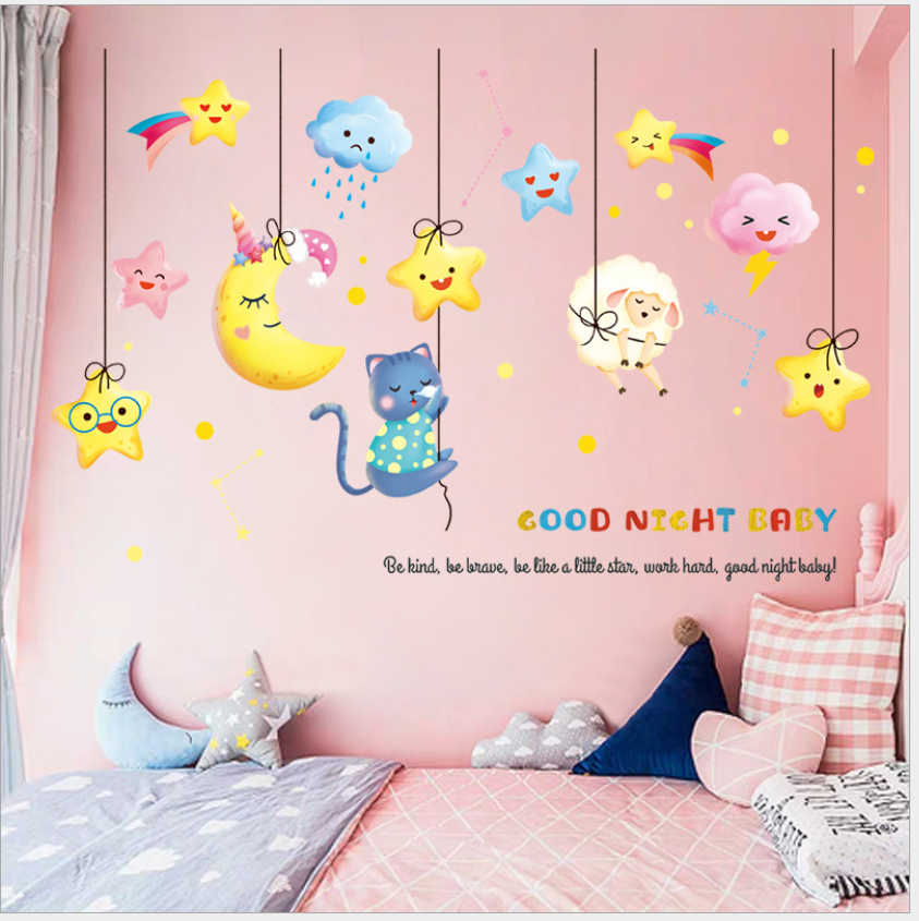 [HCM] Decal giấy dán tường mặt trăng , ngôi sao