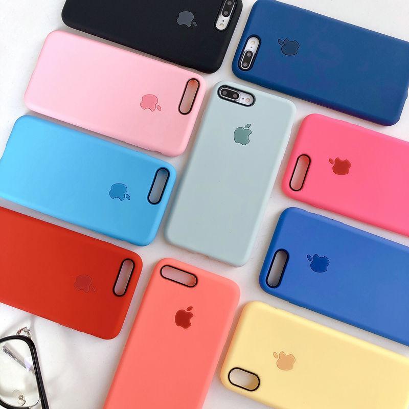 Giá Ốp lưng iphone chống bẩn màu trơn chất liệu mềm mịn kèm logo táo snag chảnh đủ mã 6 6s 6plus 6splus 7 8 7plus 8plus X XS XR XSMAX - op60