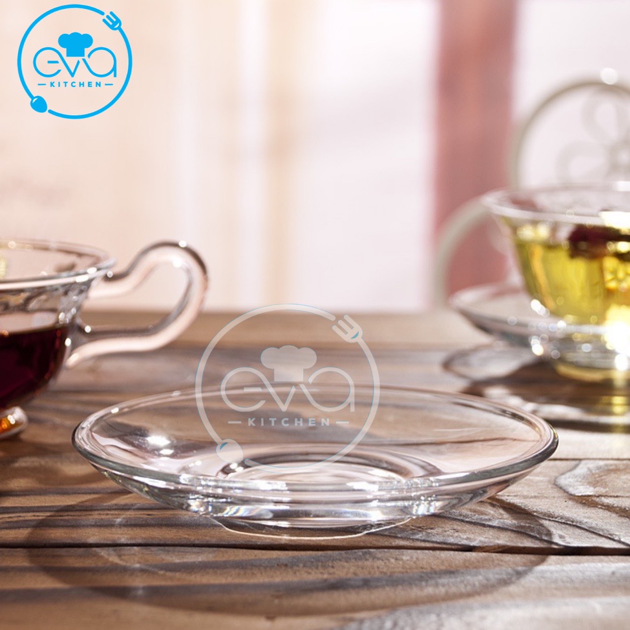 Đĩa Thủy Tinh Trong Suốt 13.4cm – Đa Năng Dùng Cho Ly, Trà, Tráng Miệng