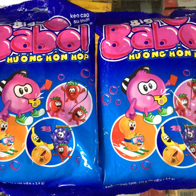 Combo 2 gói Kẹo Cao Su Hương Trái Cây Big Babol Gói 50 viên