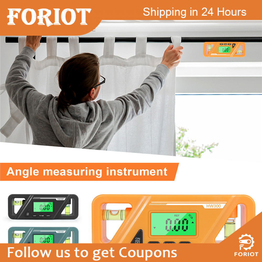 Foriot HW-300 90 Degree Ruler Digital Display Inclinometer Level Meter Protractor Angle Meter Digital Protractor Inclinometer Level Meter Goniometer Measuring Inclinometer Magnet
