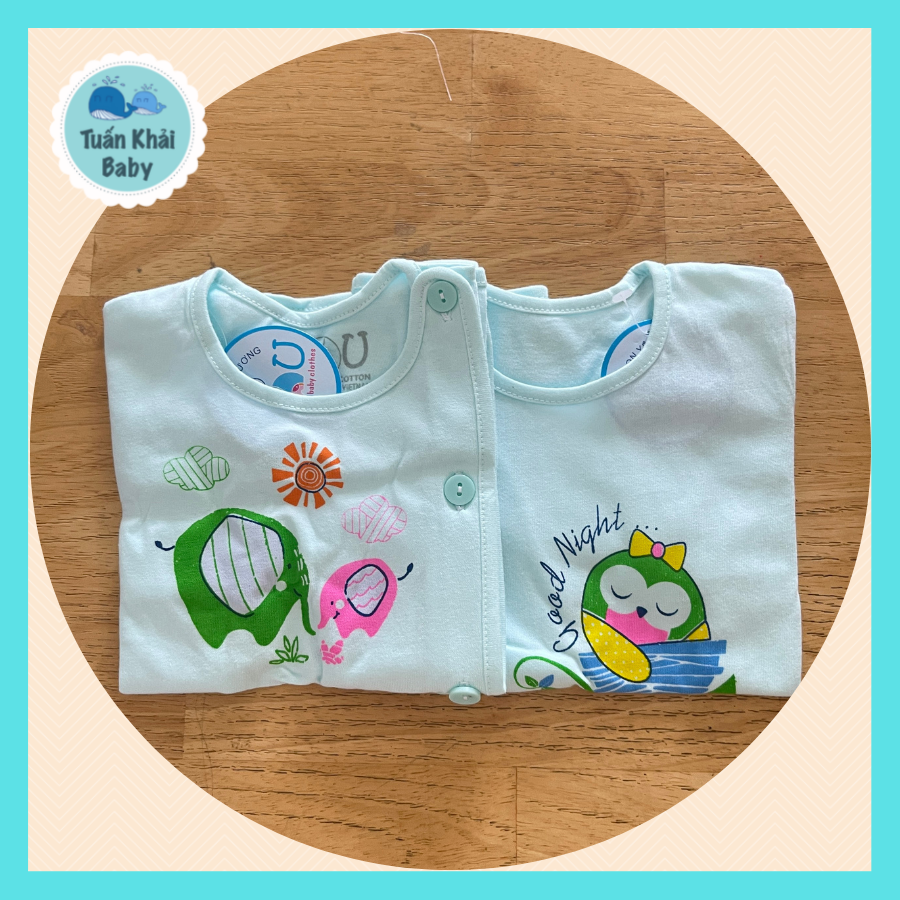 [HCM] 1 Áo sơ sinh cotton JOU | Mẫu Tay dài Cài nút Lệch Màu| Size 1 -3 cho bé sơ sinh - 9 kg| Chất vải thun cotton 100% xịn đẹp mềm họa tiết xinh |Hàng Việt Nam | Quần sơ sinh | Áo sơ sinh | Đồ sơ sinh