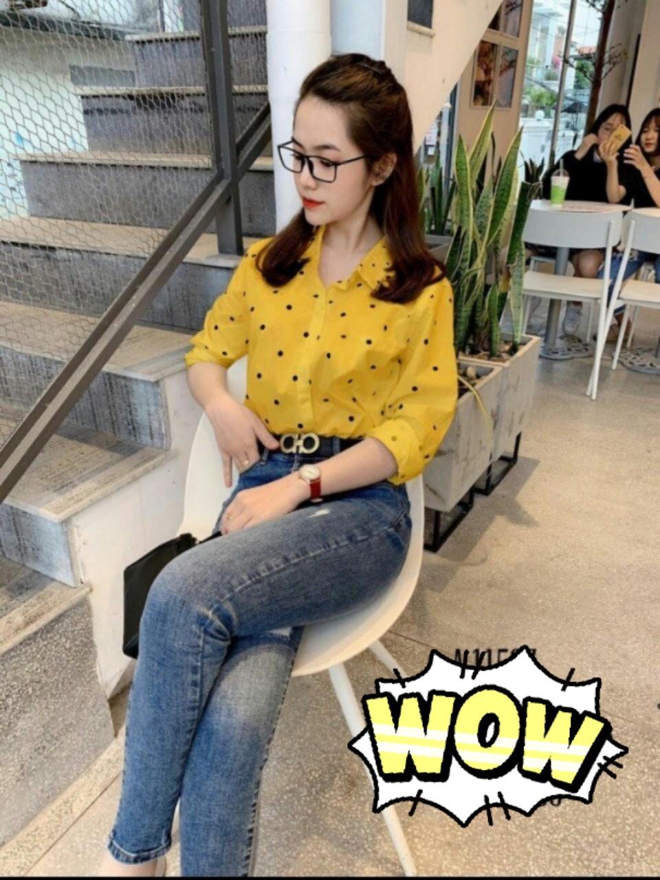 Áo sơ mi nữ chấm bi