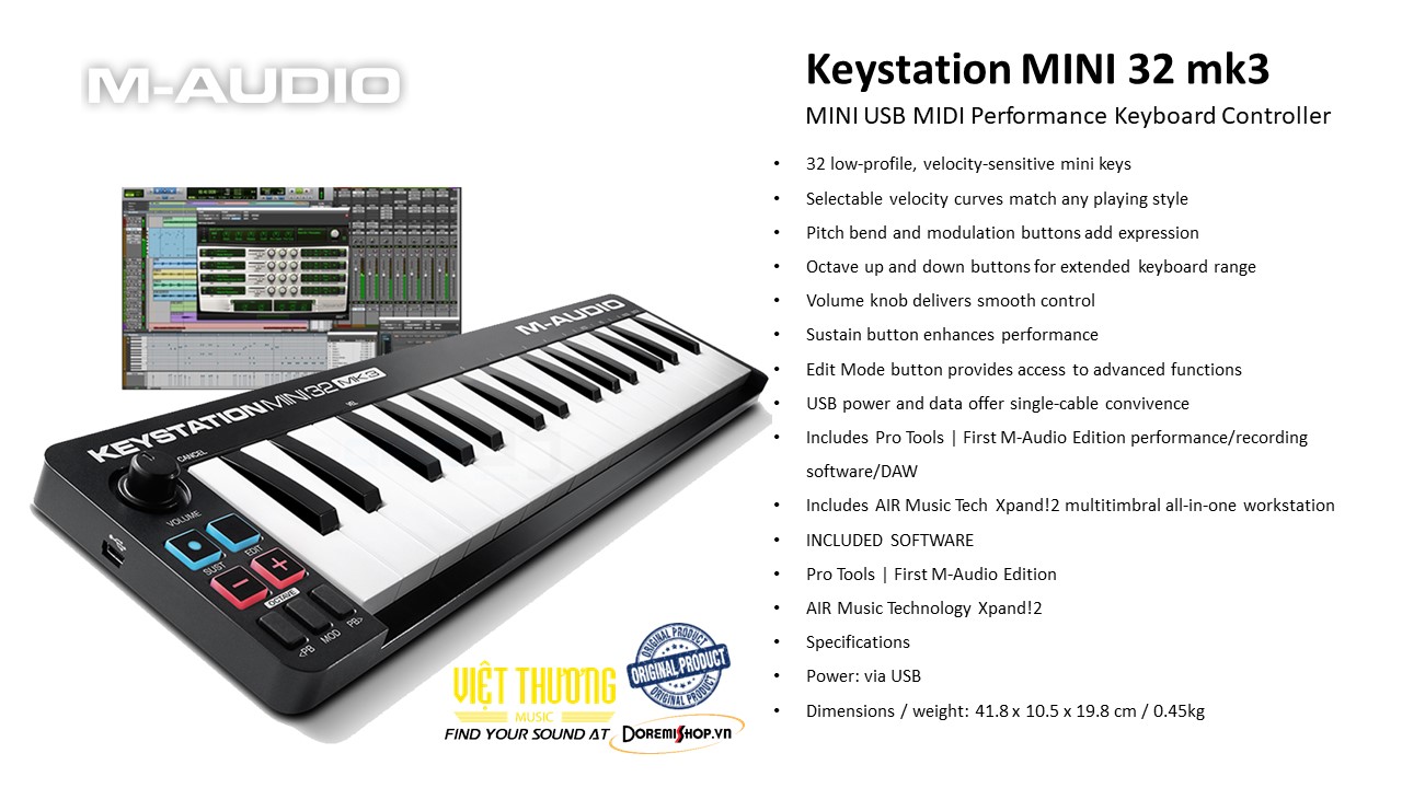 [HCM]Bàn phím midi controller M-Audio Keystation MINI 32 mk3