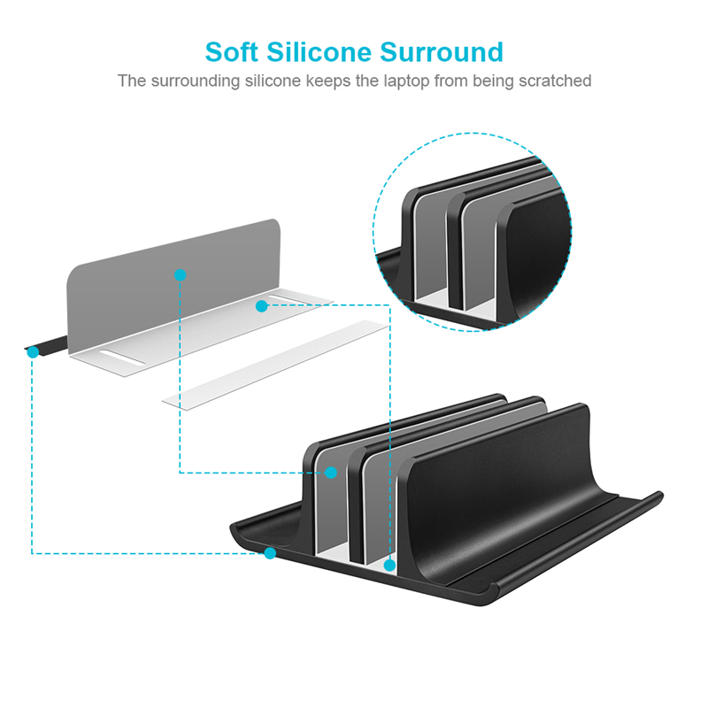 Vertical Laptop Stand Holder Adjustable Desktop ABS for Notebook,for Dock 5-in-1 Space-Saving,up to 17.3 inch