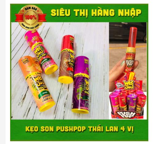 [Siêu Ngon] Lẻ 1 chiếc kẹo son môi Push Pop Thái Lan 4 vị