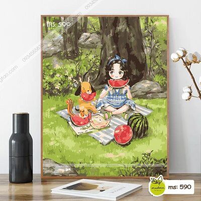 TRANH TÔ MÀU THEO SỐ CÔ BÉ TÓC RỐI