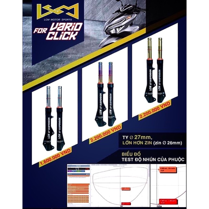 Phuộc Trước LCM Vario/Click Chính Hãng LCM ( Gắn Như Zin )>>>>