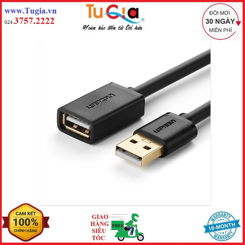 Dây nối dài USB 2.0 (1 đầu đực, 1 đầu cái) dài 1m UGREEN US103 10314 - Hàng chính hãng  (Xem 42 đánh giá)