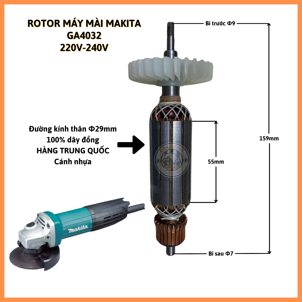 Rotor mài makita ga4032 220v - tặng chổi than