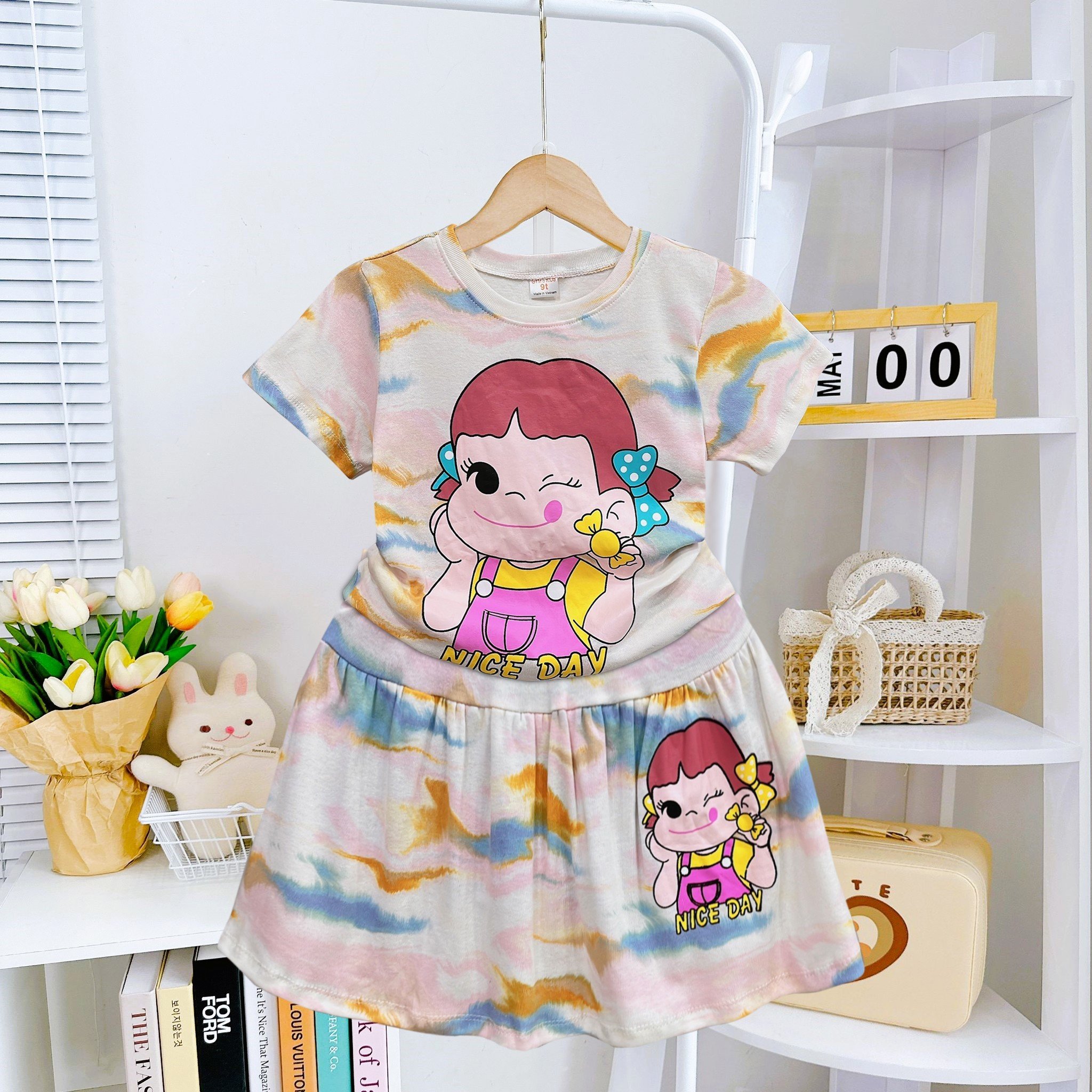 Hoàn tiền 15% - 12-40kg bộ váy bé gái size đại 40kg đầm váy có quần áo cho bé gái xuất dư